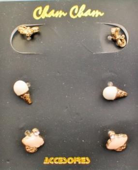 JZ6 Cham Cham Ohrstecker, Goldfarbig, VE 3 Stück