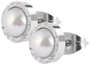 Akzent Edelstahl Ohrstecker mit Edelstein Schliff, Perlen Imitation