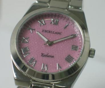 Excellanc Damenuhr mit Metallarmband - rosa