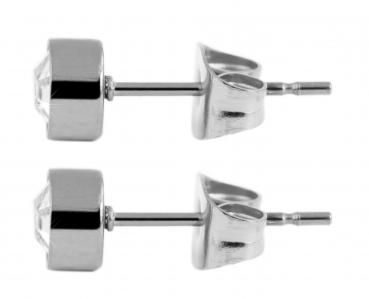 Preview: Akzent Edelstahl Ohrstecker, Kristallstein, Durchmesser 6 mm, silberfarbig