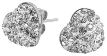 Akzent Edelstahl Ohrstecker Herz mit 58 Kristallsteinen