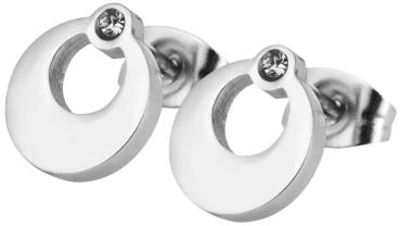 Akzent Edelstahl Ohrstecker, silberfarbig mit Schmuckstein