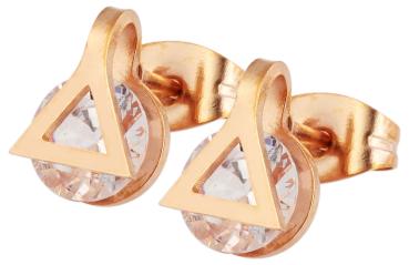 Akzent Edelstahl Ohrstecker mit Kristallstein, rosegoldfarben