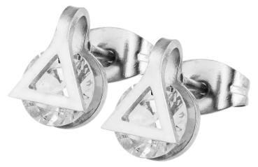 Akzent Edelstahl Ohrstecker mit Kristallstein, silberfarben