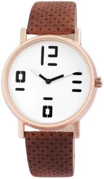 Excellanc Damenuhr mit braunem Kunstlederband