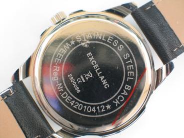 Excellanc Herrenuhr mit Band aus Kunstleder, schwarz