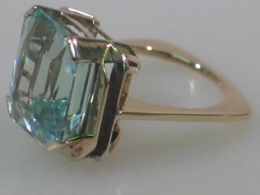 Aquamarin Edelsteinring mit 11,5 ct aus 585er Gold, Größe 51, Gewicht: 6,4g
