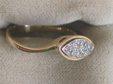 Eleganter Diamantring aus 585er Gelbgold, Größe 52, Gewicht: 2,9g