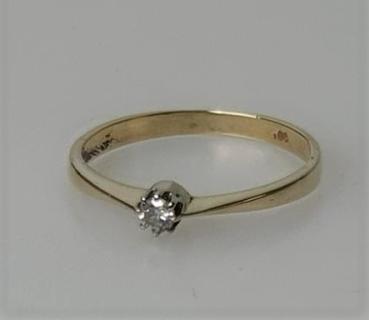 Preview: Diamantsolitär mit 0.08 ct., 585er Gelbgold, Größe 48, Gewicht: 1,4g