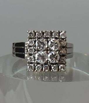 Preview: Wunderschöner, moderner Diamantring 1.43 ct. aus 585er Weißgold, Größe 53, Gewicht: 8,6g