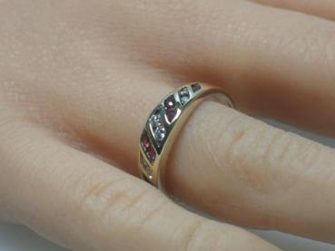 Preview: Damenring aus 585er Gelbgold mit 6 Diamanten und 6 Rubin Edelsteinen, Größe 55, Gewicht: 3,2g