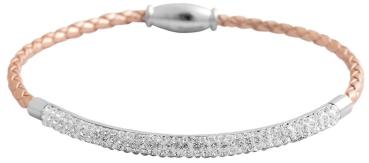 Akzent "Delgrey" Geflochtenes Armband aus Echtleder in Bronze und Edelstahl mit Schmucksteinen
