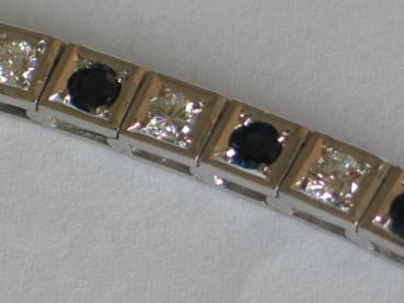 Armband Alliance 585er Weißgold, 16 Diamanten, 16 Saphire, Länge 18 cm, Gewicht: 21,2g, Neuwertig