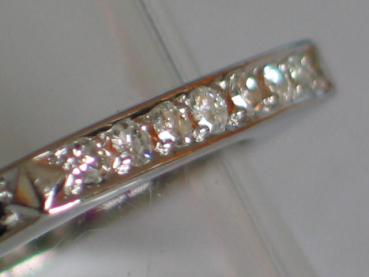 Preview: Quadratischer 585er Weißgoldring mit Diamanten, Rubinen, Saphiren und Smaragden, Größe 58, Neuwertig