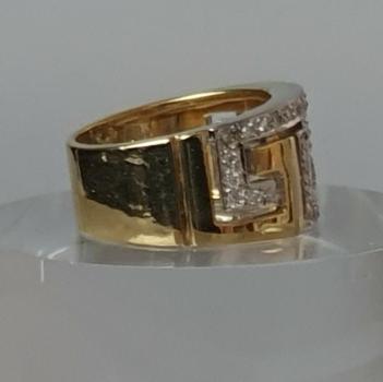 Preview: Stylischer Diamantring (40 Diamanten, 0.77 ct) aus 750er Gelb und Weißgold, Größe 55, Gewicht: 10,4g