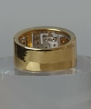 Preview: Stylischer Diamantring (40 Diamanten, 0.77 ct) aus 750er Gelb und Weißgold, Größe 55, Gewicht: 10,4g