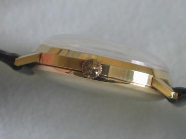 Vintage Herrenarmbanduhr "Eusi" Automatikwerk, 585er Gold mit Lederband