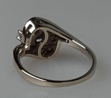 Preview: Saphir Diamantring mit 0.06 ct. aus 585er Weißgold, Größe 51, Gewicht: 2,9g