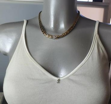 Flechtcollier / Halskette 585er Gold mit Diamanten 0.25 ct. , Länge 41,7 cm, Gewicht: 39,7g