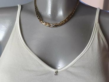 Flechtcollier / Halskette 585er Gold mit Diamanten 0.25 ct. , Länge 41,7 cm, Gewicht: 39,7g