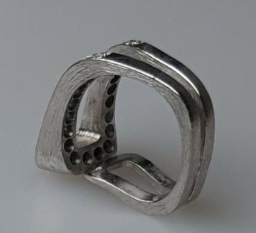 Preview: Vintage: Designer Diamantring aus 750er Weißgold mit 0.62 ct., Größe 50, Gewicht: 7,9g