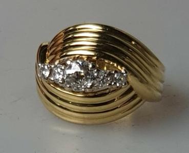 Altschliff Diamantring mit 0.45 ct.,750er Gelbgold, Größe 49, Gewicht: 8,6g