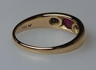 Preview: Rubincabochon Diamantring aus 750er Gold, Größe 61, Gewicht: 6,0g