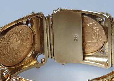 Vintage: "Vreneli" Münzarmband 585er Gold 6x 20 Franken SFRS Helvetia "Vreneli" 900er Gold