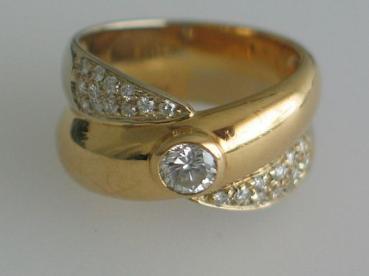 Einfach edel: Diamant Ring aus 750er Gold mit 25 Brillanten 0.63 ct., Größe 54, Gewicht: 9,3g