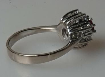 Weißgold Rubin- Diamantring aus 585er, Größe 53, Gewicht: 3,9g