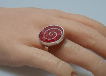 Ring aus 925er Sterlingsilber mit Schmuckstein, Größe 58, Gewicht: 7,2g