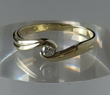 Eleganter Brillantsolitär mit 0.11 Karat, 585er Gold, Größe 56, Gewicht: 2,5g