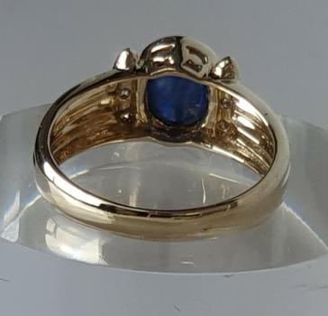 Preview: Saphirring Cabochon mit 6 Diamanten, 585er Gold, Größe 64, Gewicht: 5,1g