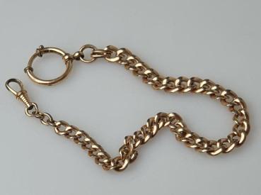 Kurze Taschenuhrenpanzerkette aus Metalll, vergoldet, Länge: 24 cm, Gewicht: 21,3g