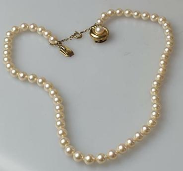 Perlenkette mit Verschluss aus 925er Sterlingsilber, vergoldet, Länge: 40,0 cm, Gewicht: 23,8g
