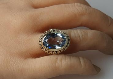 Edler Großstein Topas Ring aus 333er Gold, Größe 52, Gewicht: 5,5g