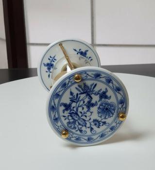 Vintage Rarität Meissen große Sanduhr 18 cm, Zwiebelmuster, kobaltblau, weißer Rand