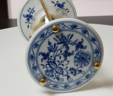 Vintage Rarität Meissen große Sanduhr 18 cm, Zwiebelmuster, kobaltblau, weißer Rand