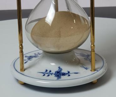 Vintage Rarität Meissen große Sanduhr 18 cm, Zwiebelmuster, kobaltblau, weißer Rand