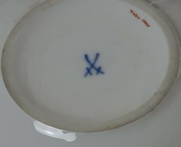 Vintage Meissen Deckeldose, rund, Drachen und Vogeldekor