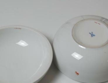 Vintage Meissen Deckeldose, rund, Drachen und Vogeldekor