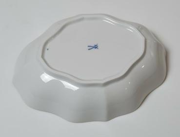 Vintage Meissen Schale, Blumendekor, kobaltblau mit Goldrand, Mod. 1