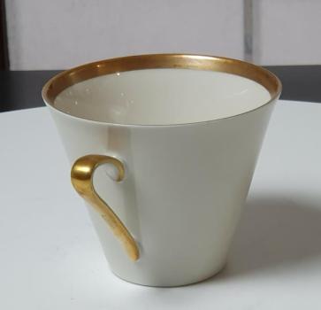 Vintage: Einzelgedeck J. Seltmann Vohenstrauß Kaffeetasse, Unterteller, Kuchenteller Goldrand