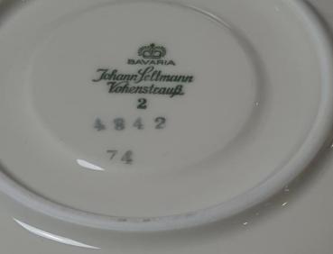 Vintage: Einzelgedeck J. Seltmann Vohenstrauß Kaffeetasse, Unterteller, Kuchenteller Goldrand