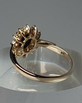 Preview: Schmucksteinring mit Onyx und Kristallsteinen aus 333er Gold, Größe 61, Gewicht: 3,1g