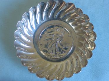 Münzboden Zierschälchen aus 800er Silber - Nachprägung Half Dollar - USA 1943 Gewicht: ca. 31,6 Gramm