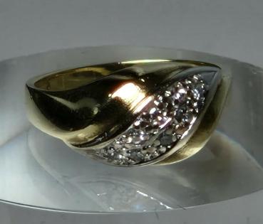 Diamantring aus 585er Gelbgold, Größe 55, Gewicht: 4,1g