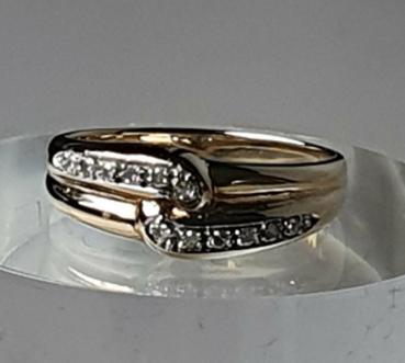 Diamantring aus 585er Gelbgold mit Diamanten 0.12 ct., Größe 61, Gewicht: 4,1g