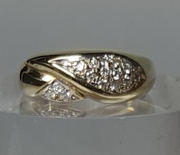 Preview: Diamantring mit feinen Diamanten aus 585er Gelbgold, Größe 57, Gewicht: 5,8g