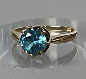 Swiss Blue Topas Ring mit 2.0 Karat, 585er Gold, Größe 54, Gewicht: 3,5g